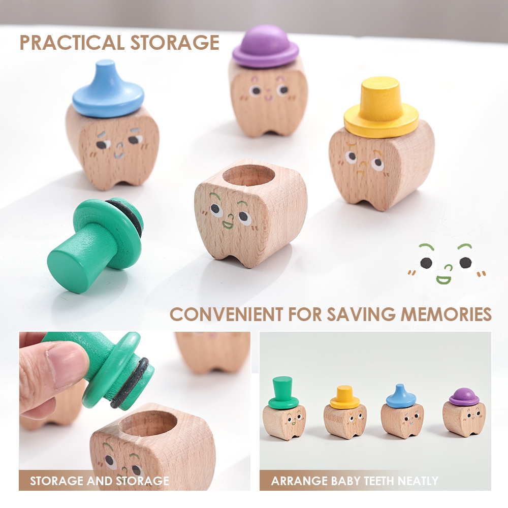 4pc Set Baby Tooth Wooden Box  - Baby Products Storage Box 评论和价格